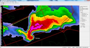 Screen shot of severe storm on GRLevel3 Radar